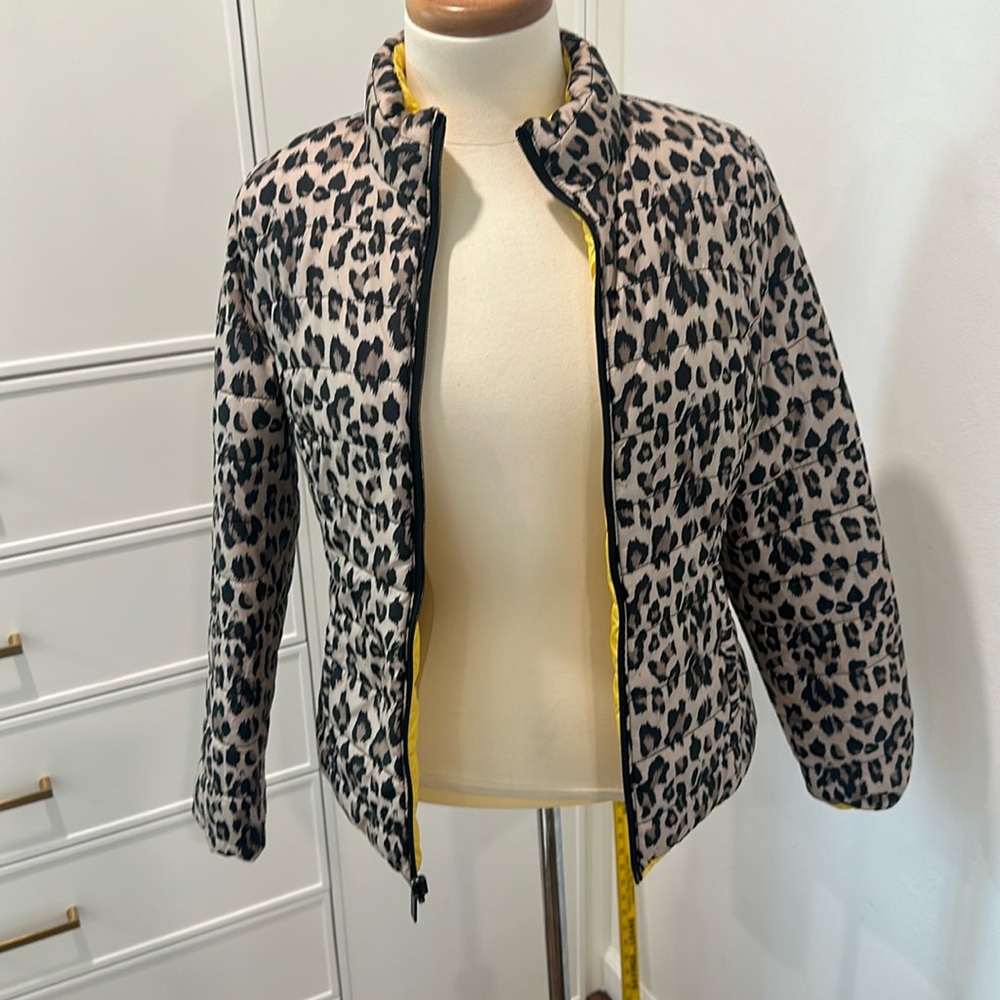 Leopard puffer jacket reversible to yellow